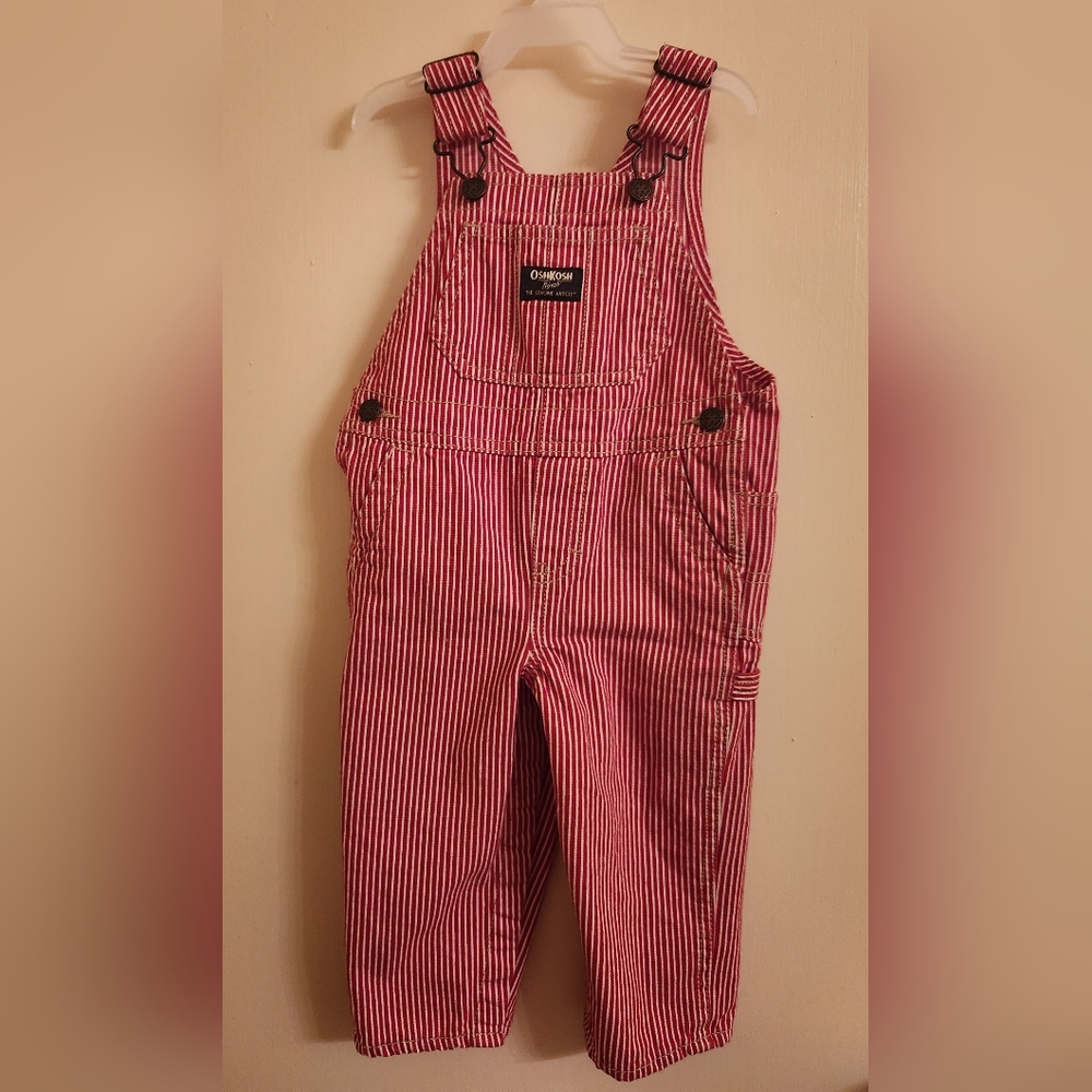 Oshkosh Red & White Striped Overalls Baby